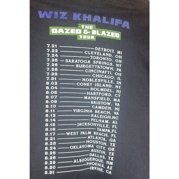 Wiz Khalifa T-Shirt Men's Small Dazed and Blazed Summer 2018 Tour Hip Hop Rap - Picture 4 of 5